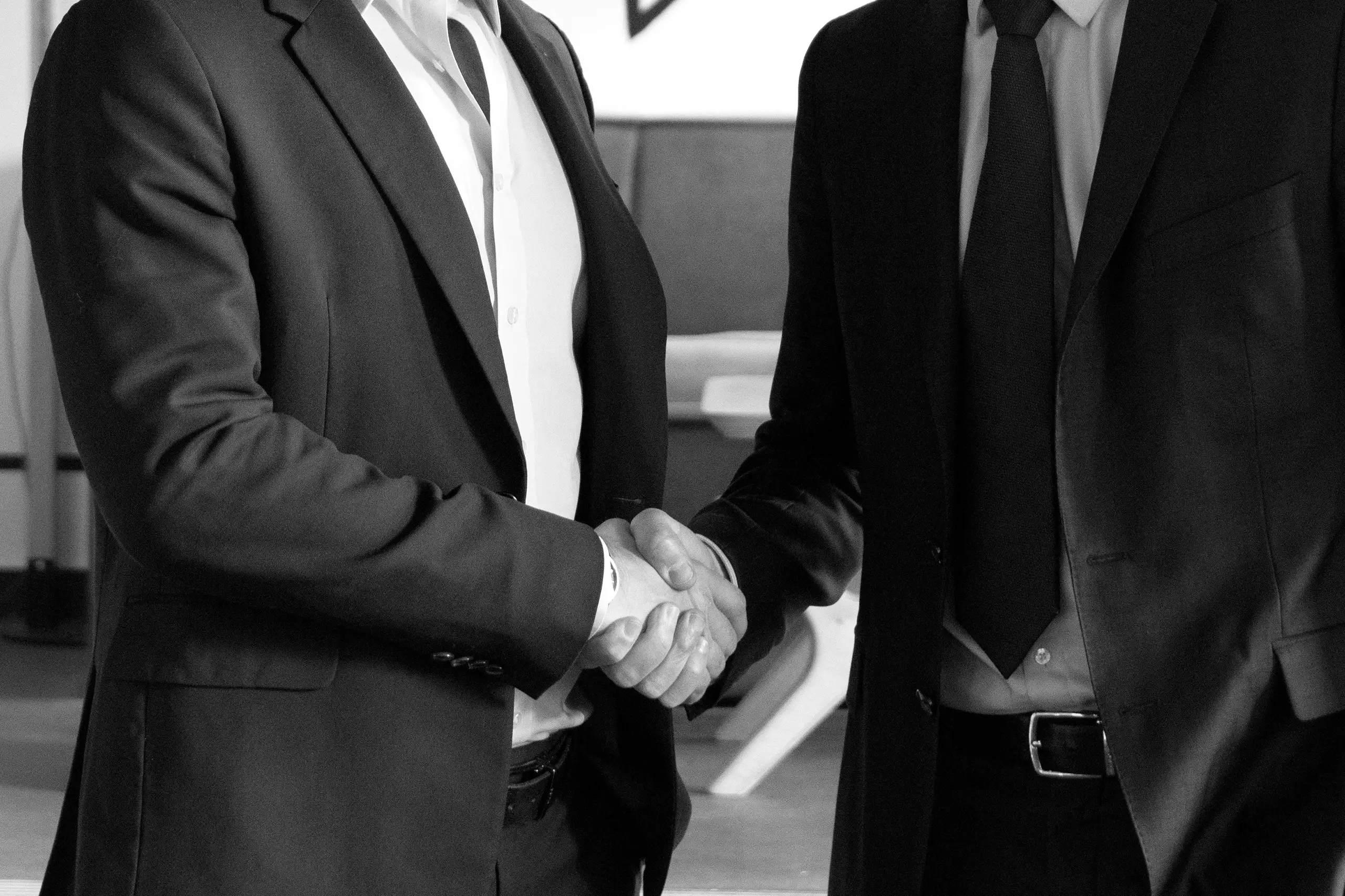 Dos profesionales de negocios dándose la mano